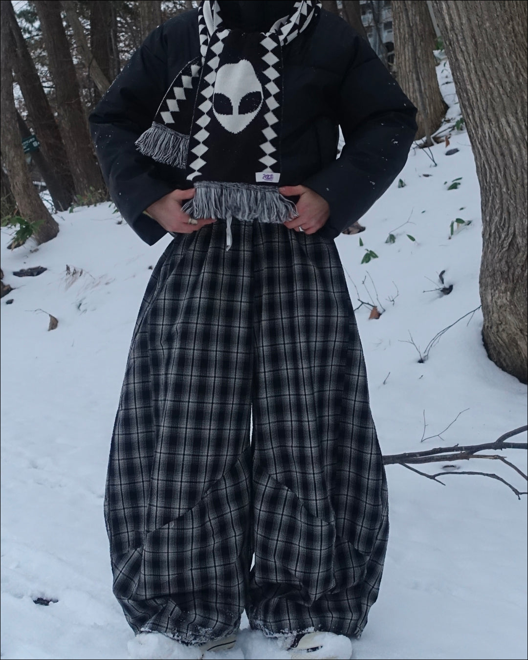 ワイドレッグチェックパンツ TN0311