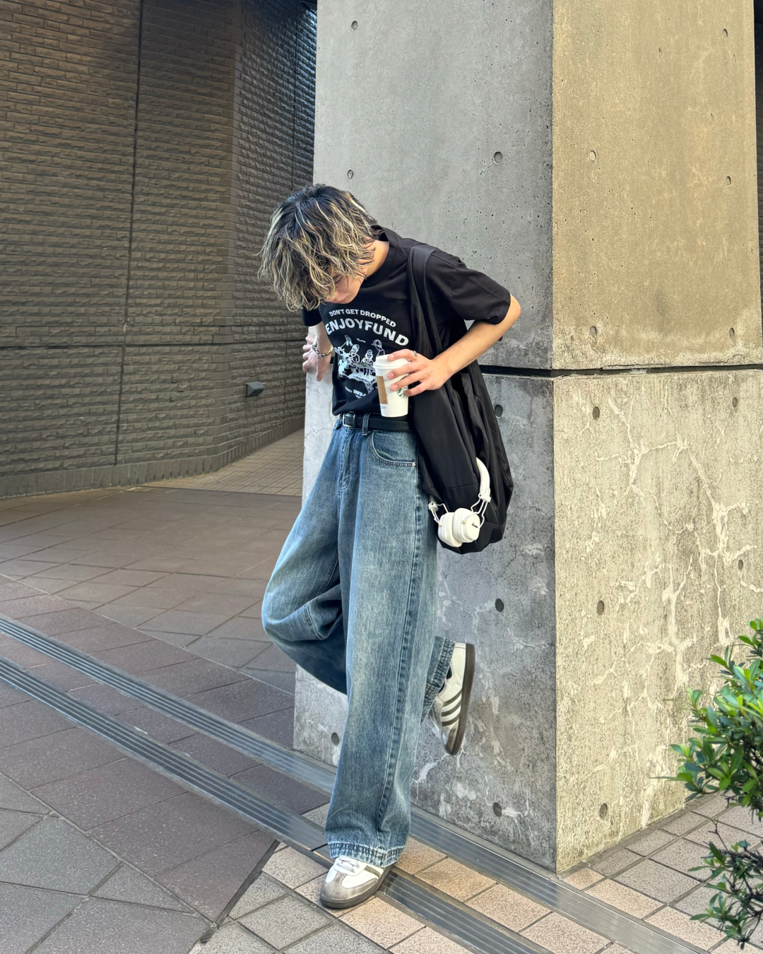 デザインストレートウォッシュデニムパンツ TO0039