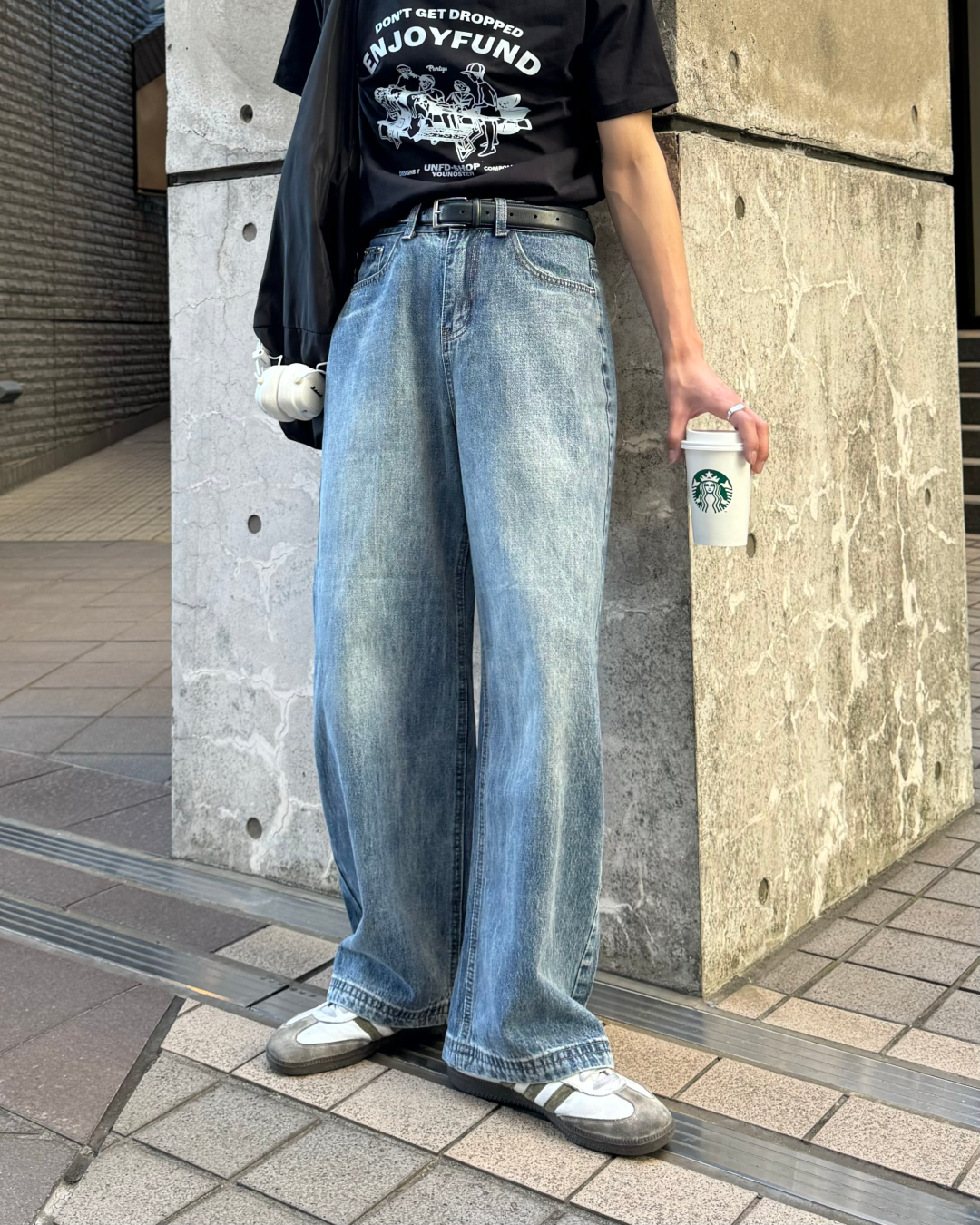 デザインストレートウォッシュデニムパンツ TO0039