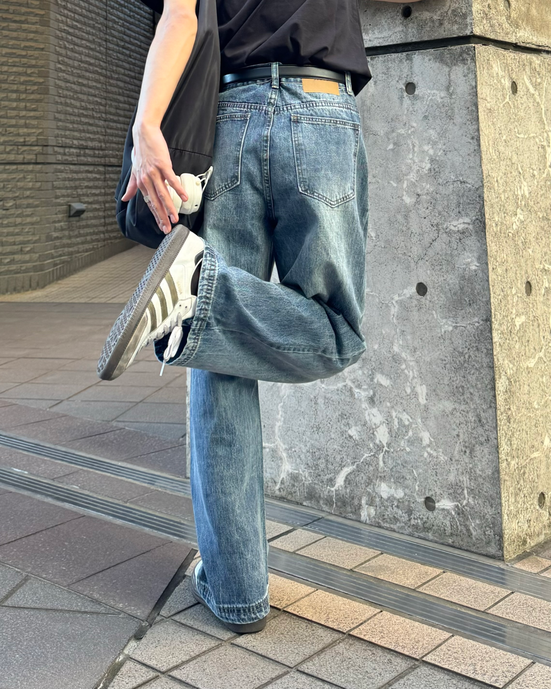 デザインストレートウォッシュデニムパンツ TO0039