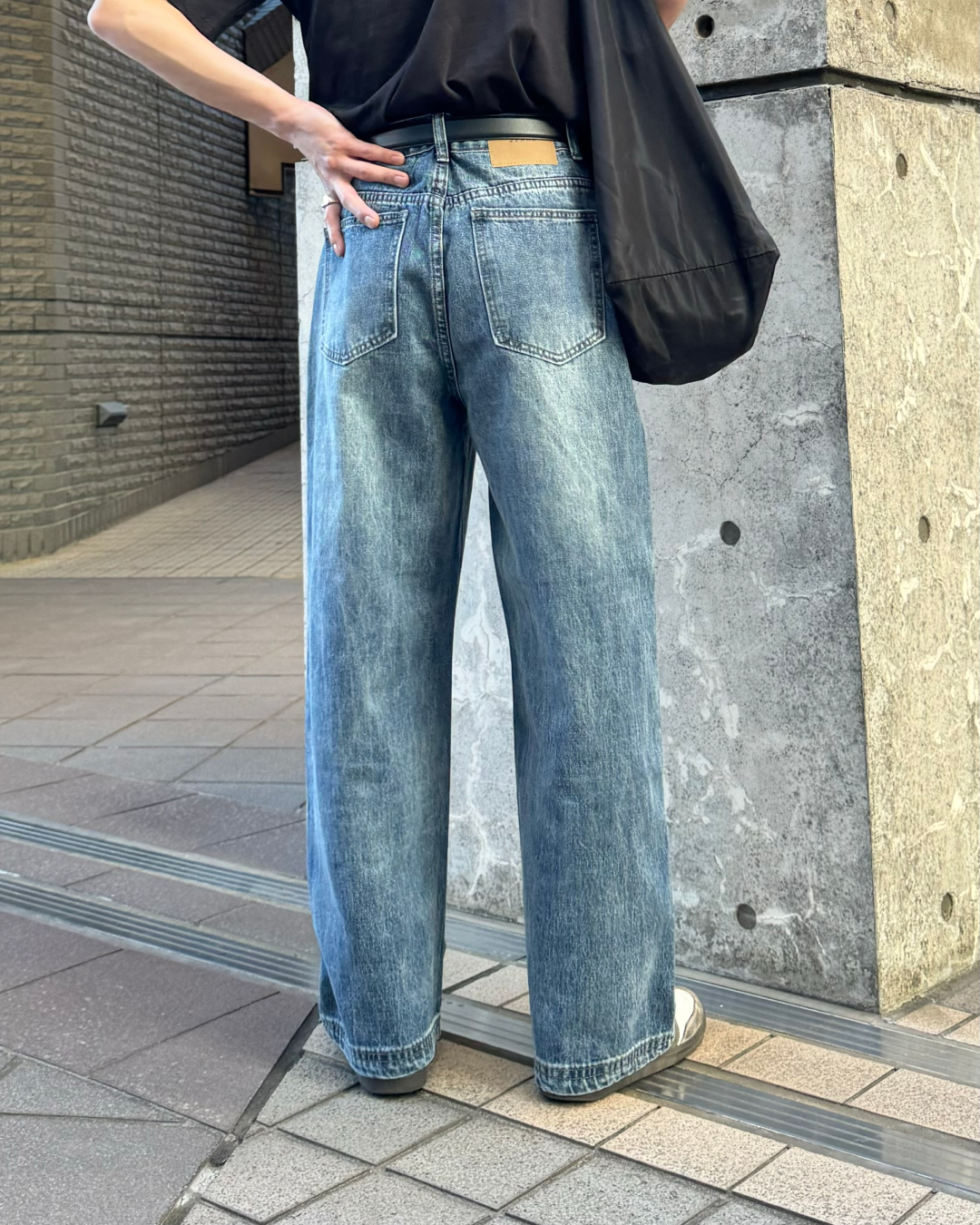 デザインストレートウォッシュデニムパンツ TO0039