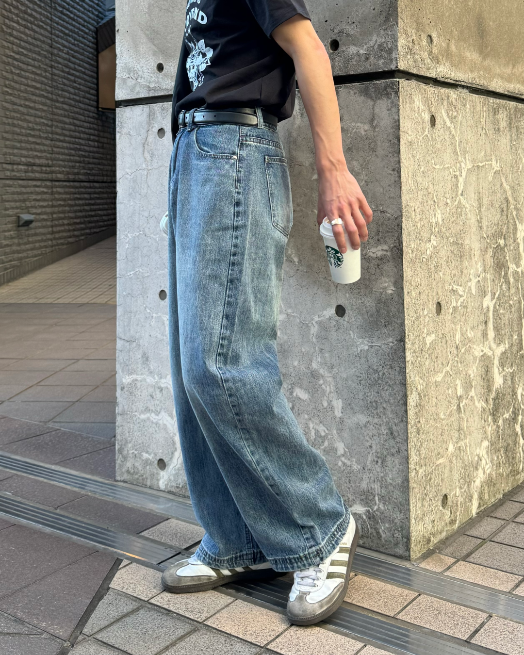 デザインストレートウォッシュデニムパンツ TO0039
