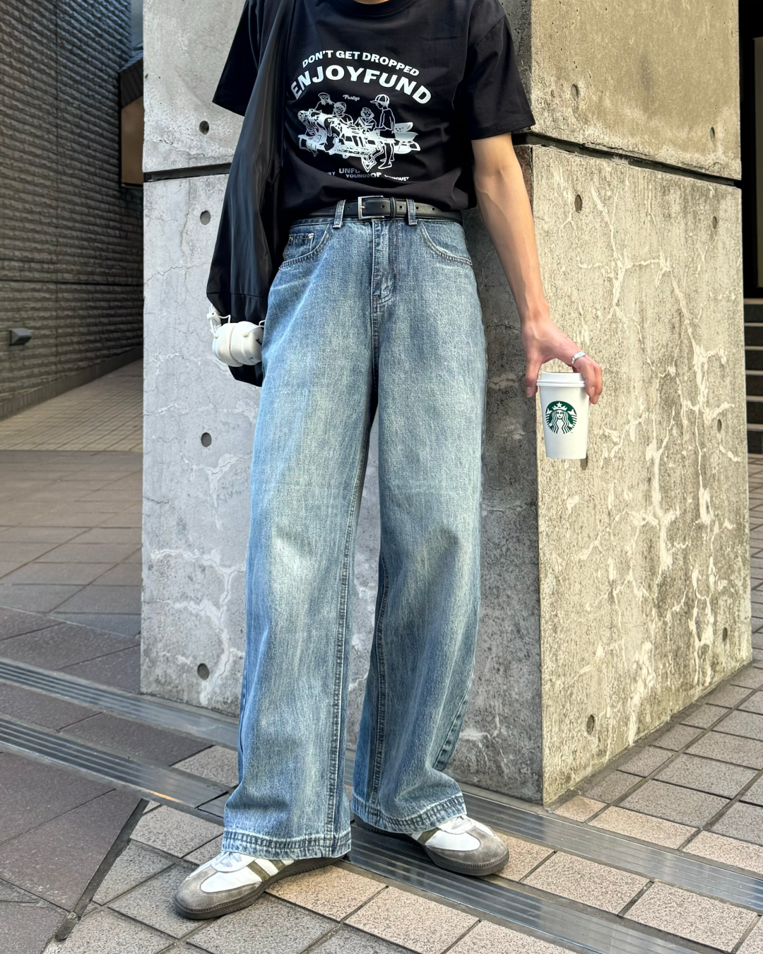 デザインストレートウォッシュデニムパンツ TO0039