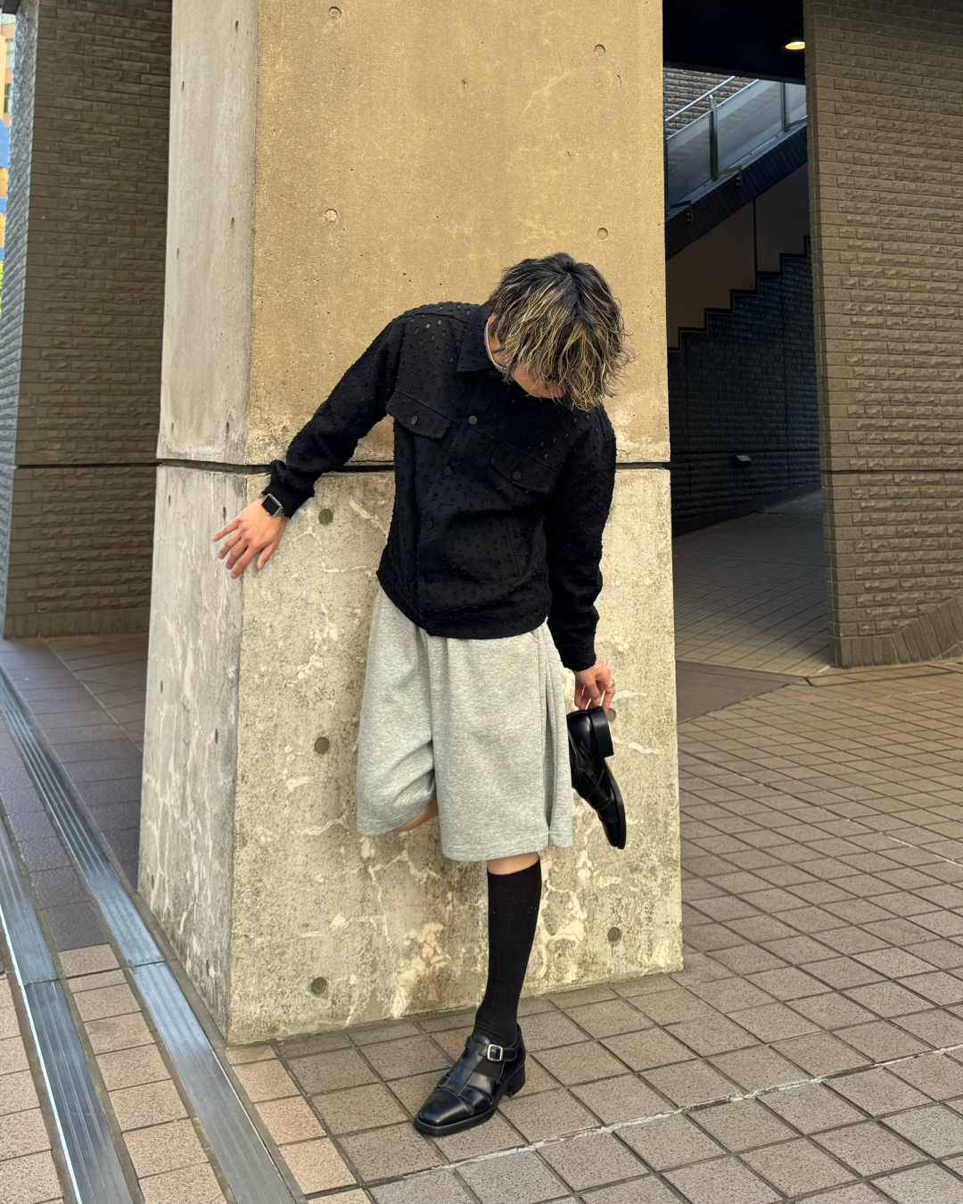 サイドスナップスウェットハーフパンツ TO0041