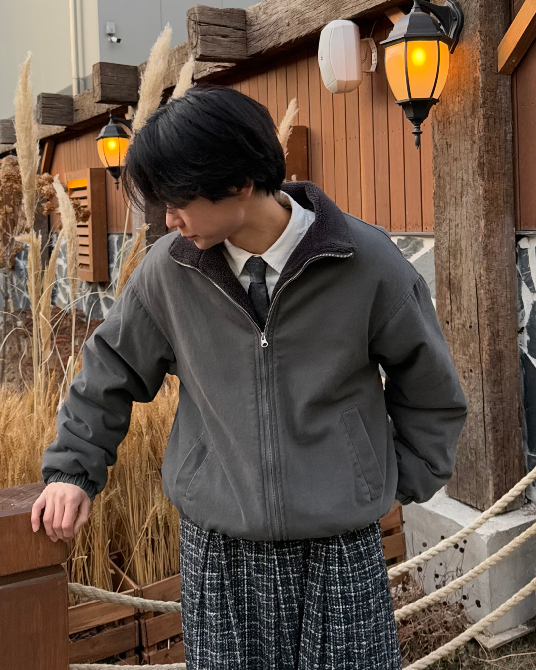 【即納】ユニセックスウォッシュデニムボアブルゾン TO0146