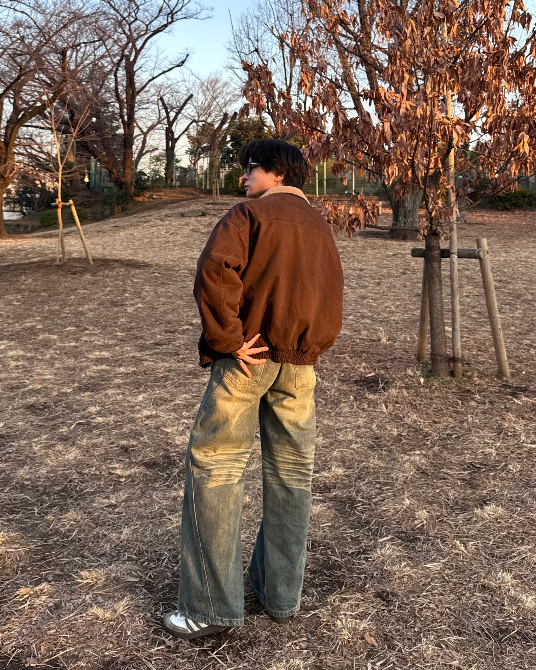 【即納】ユニセックスウォッシュデニムボアブルゾン TO0146