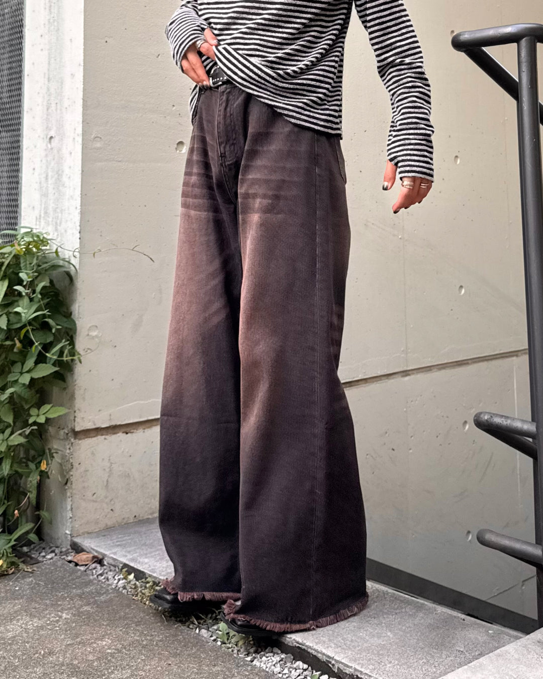 【即納】ピンクウォッシュフリンジストレートデニム TO0194