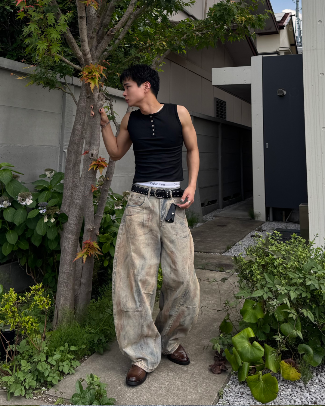 マッスルフィットヘンリーネックタンクトップ TO1270