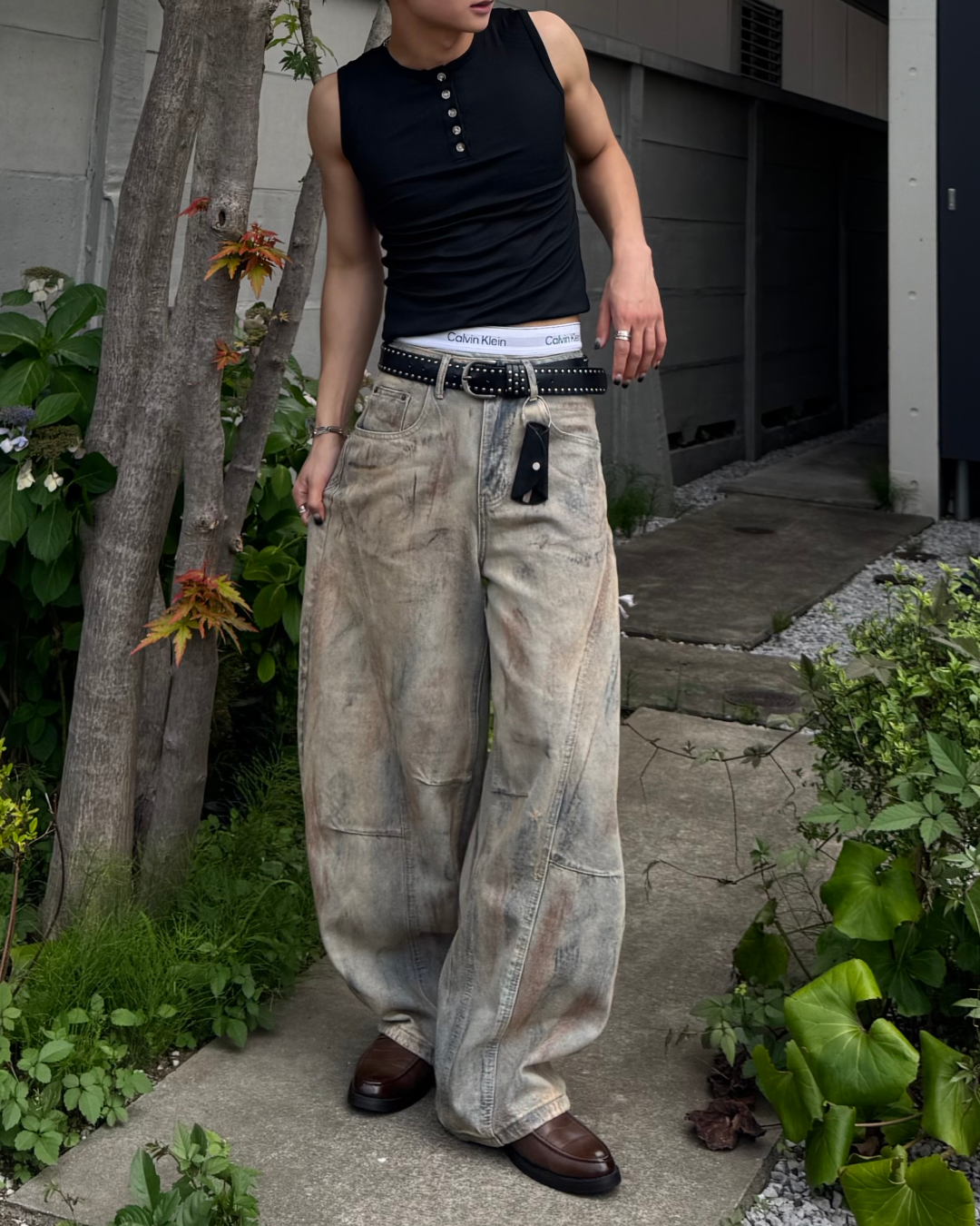 マッスルフィットヘンリーネックタンクトップ TO1270