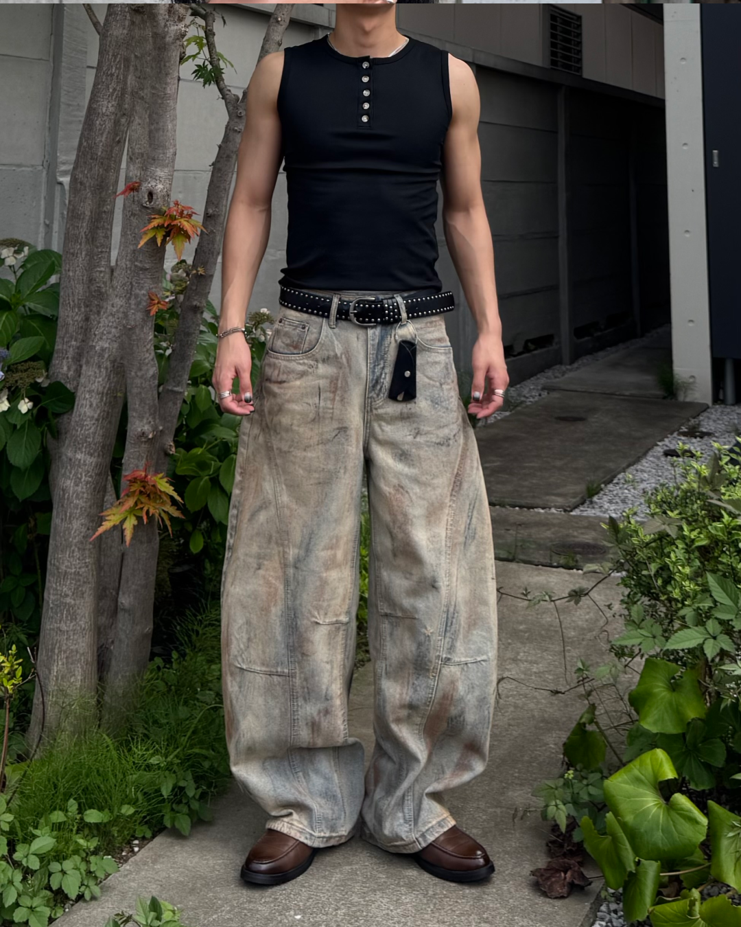 マッスルフィットヘンリーネックタンクトップ TO1270