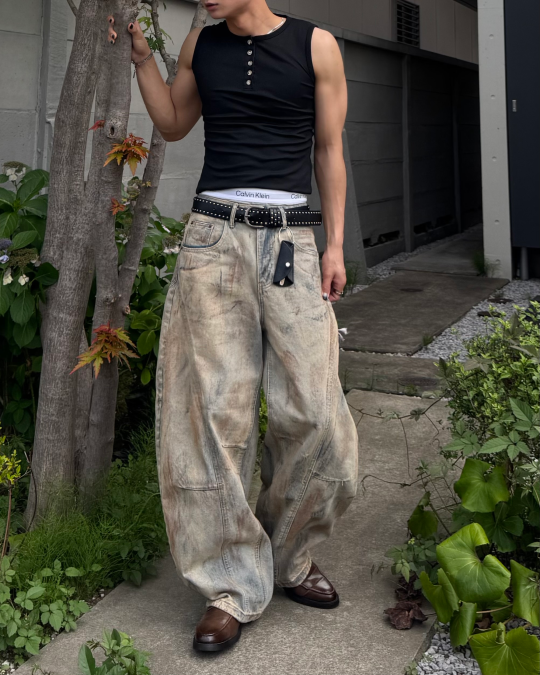 マッスルフィットヘンリーネックタンクトップ TO1270