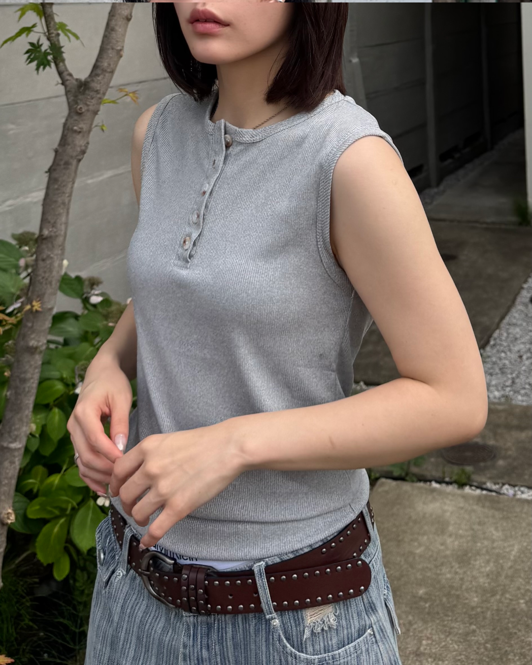 マッスルフィットヘンリーネックタンクトップ TO1270