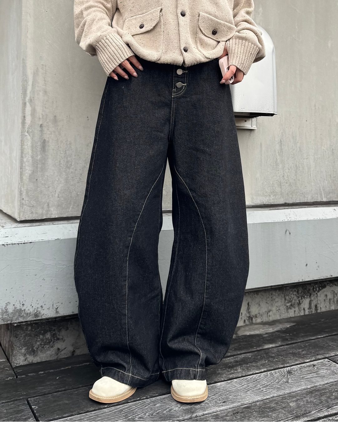 【即納】ステッチボタンフライカーブデニム TO1800