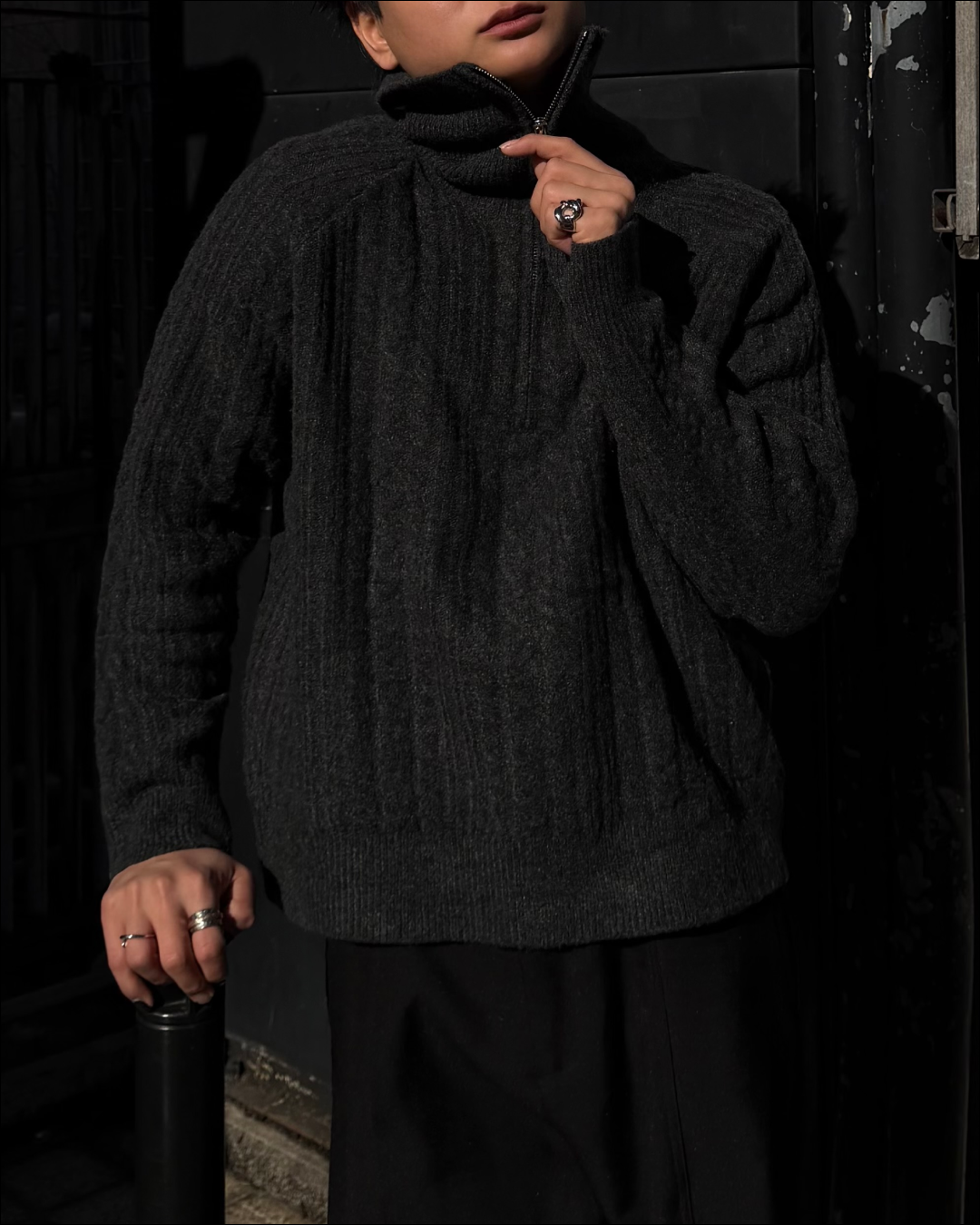 ハーフジップショートニット TO1786