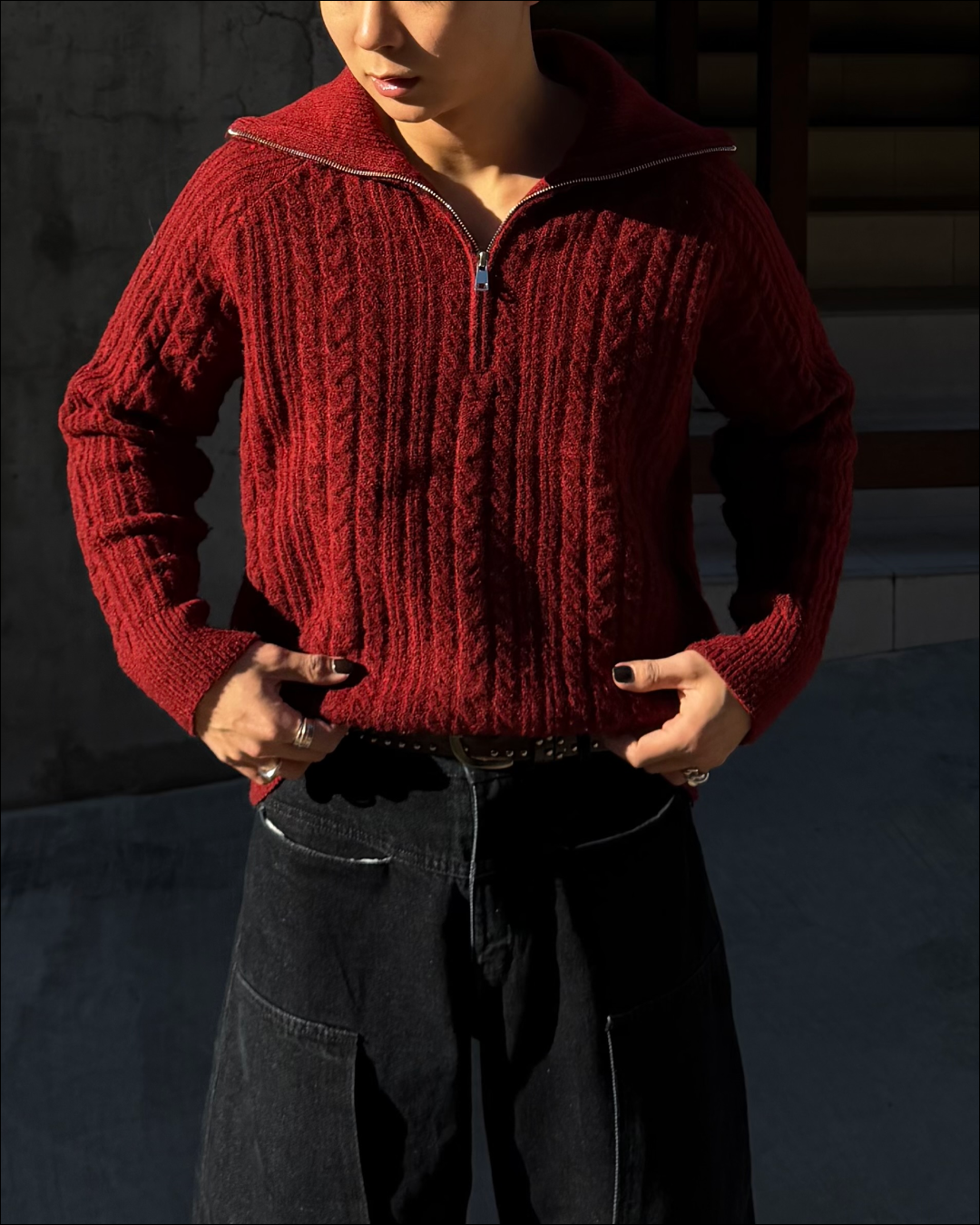 ハーフジップショートニット TO1786