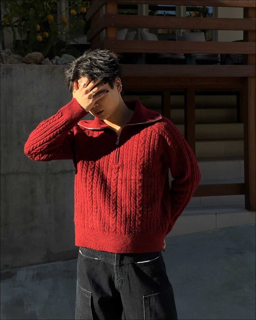 ハーフジップショートニット TO1786