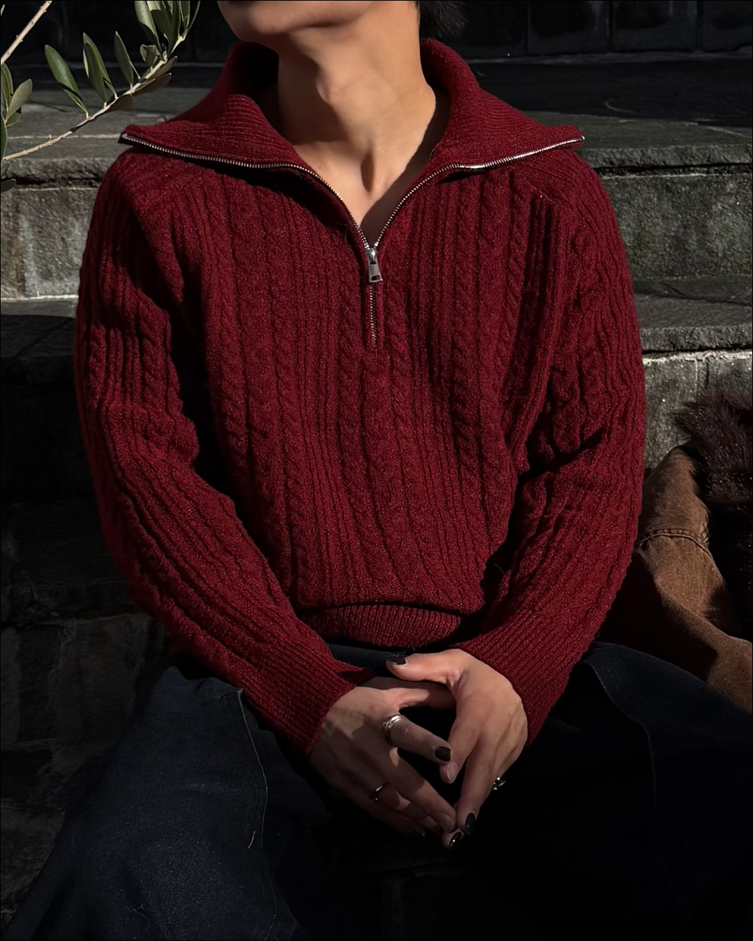 ハーフジップショートニット TO1786