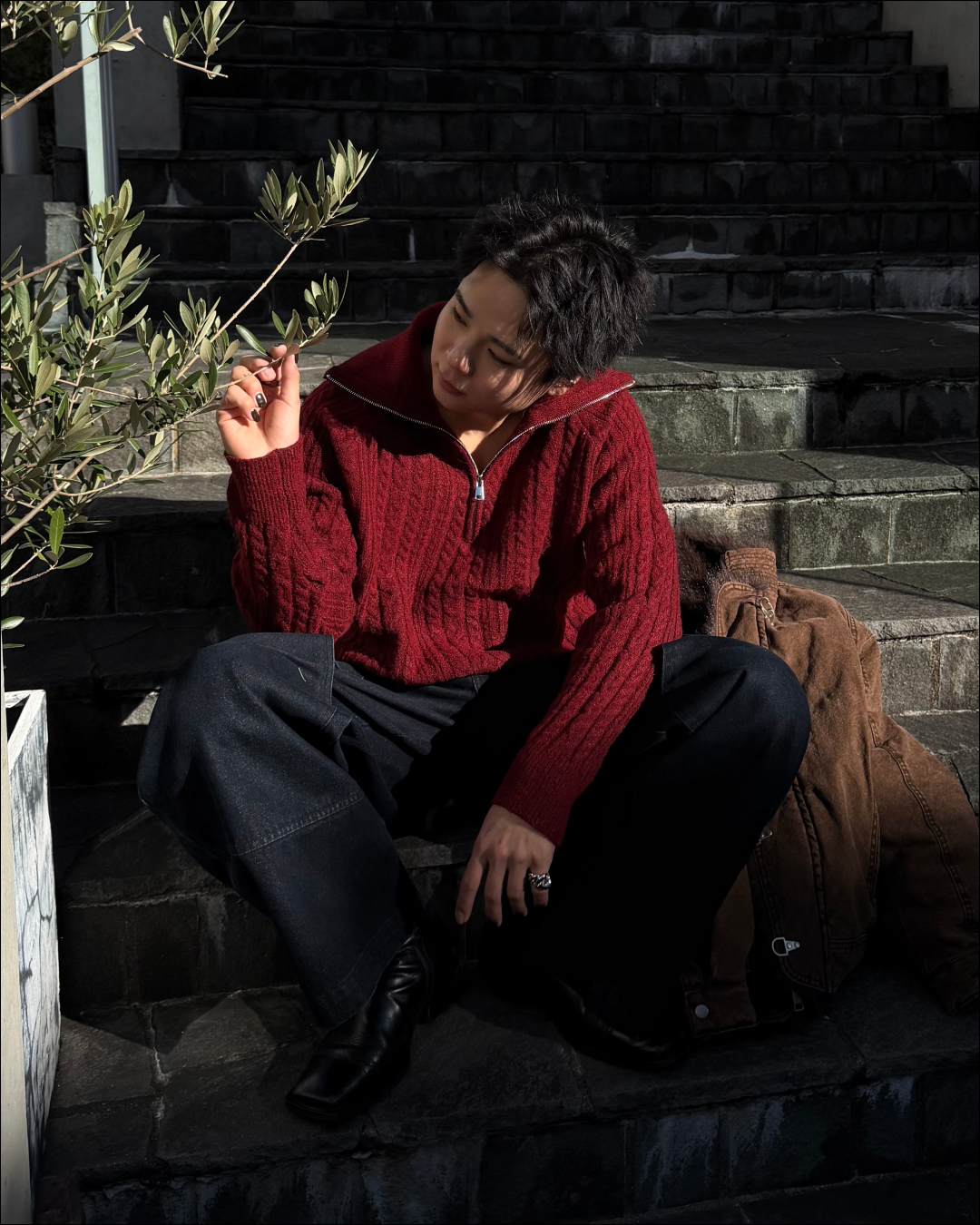 ハーフジップショートニット TO1786