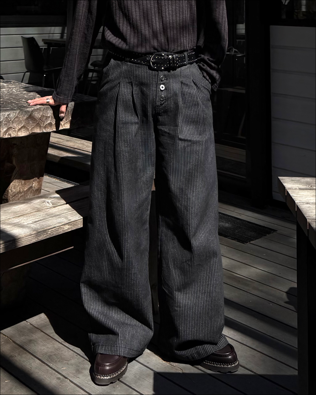 2タックストライプワイドデニムスラックス TO1823