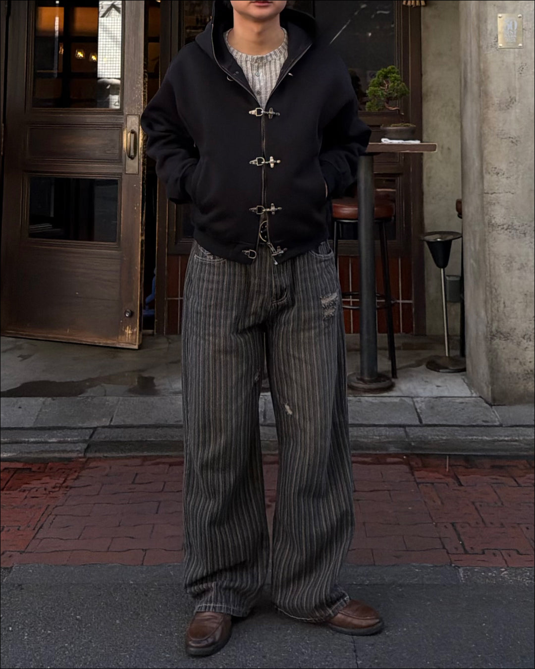 【即納】ストライプヴィンテージウォッシュセミワイドデニム TO1995