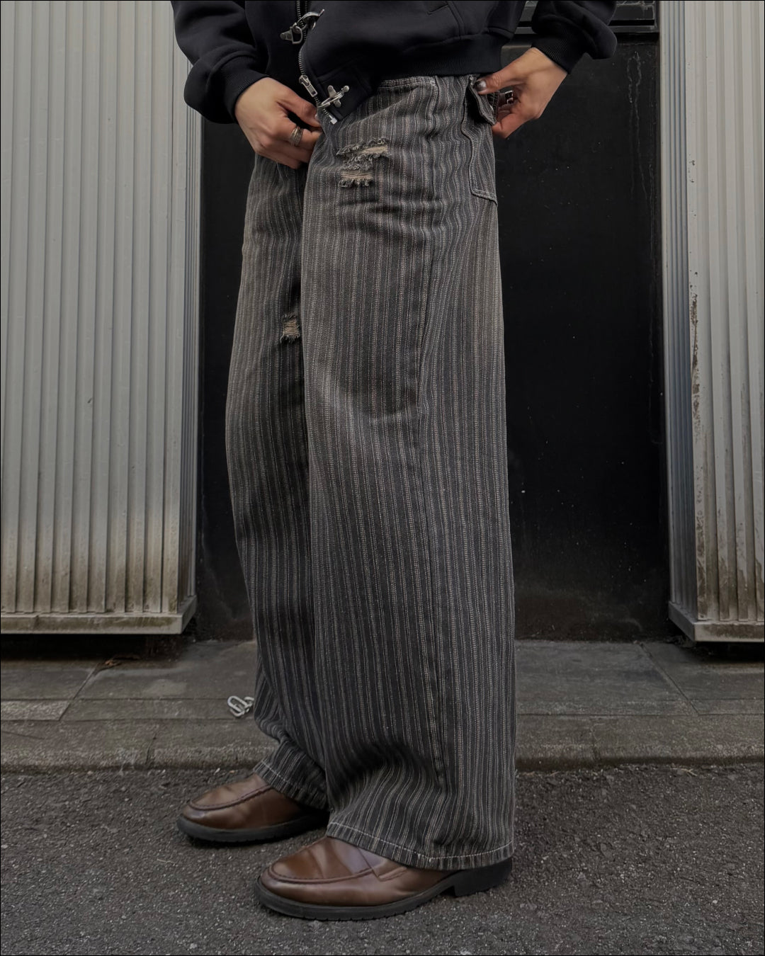 【即納】ストライプヴィンテージウォッシュセミワイドデニム TO1995