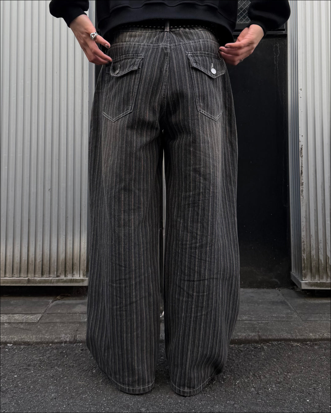 【即納】ストライプヴィンテージウォッシュセミワイドデニム TO1995