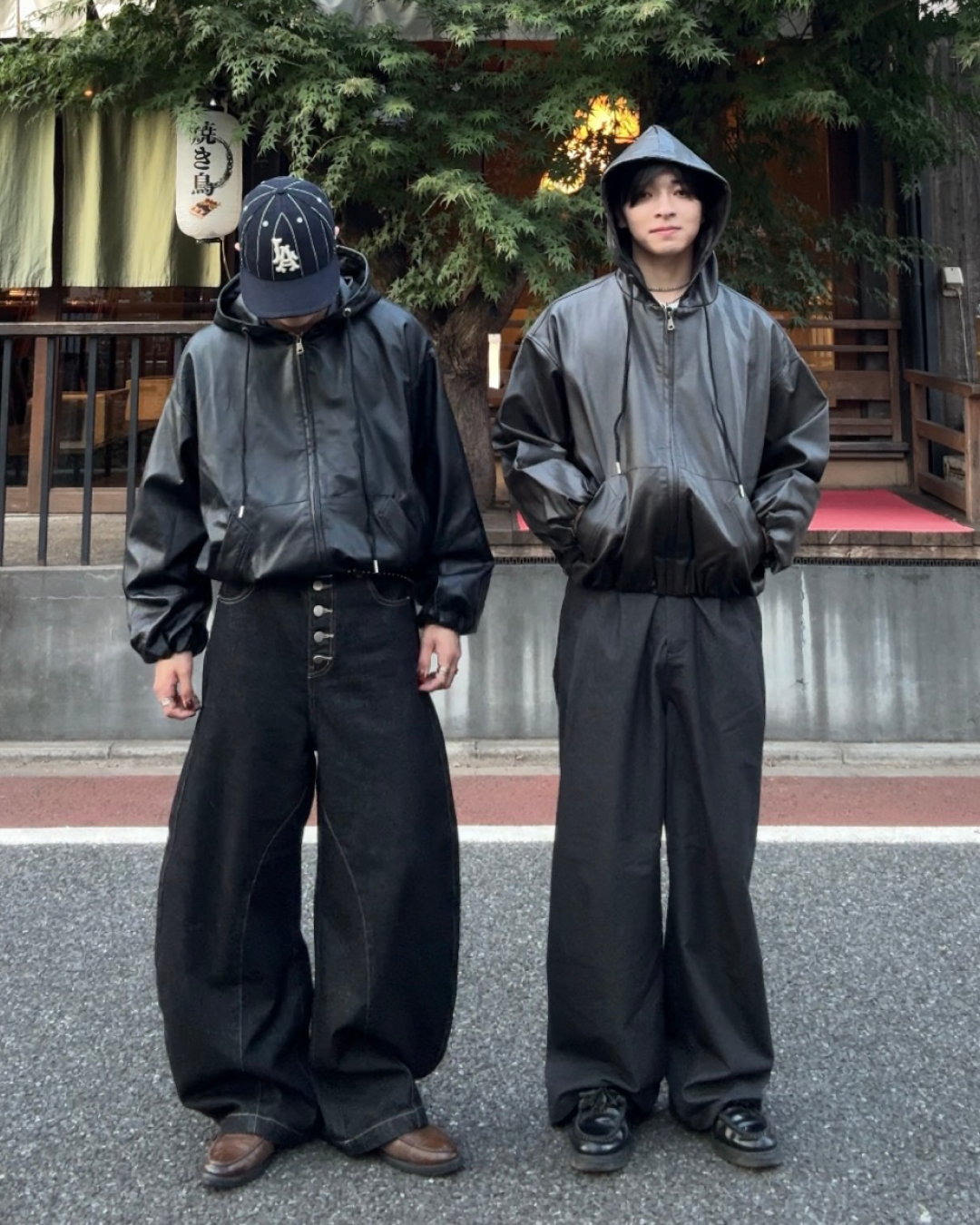 【即納】PUレザーフードショートブルゾン TO5005