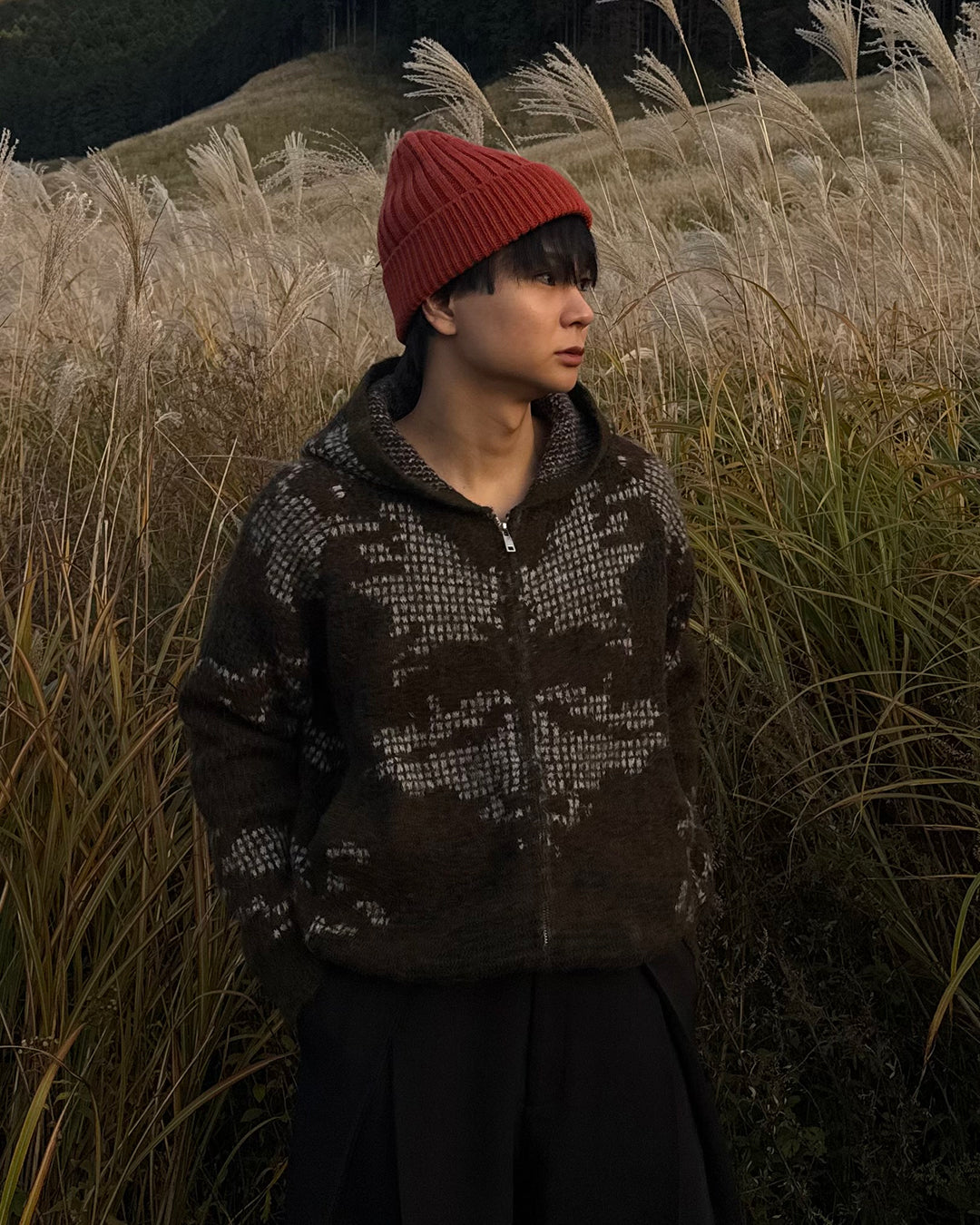 【即納】カモフラジャガードジップフードニット TO5032