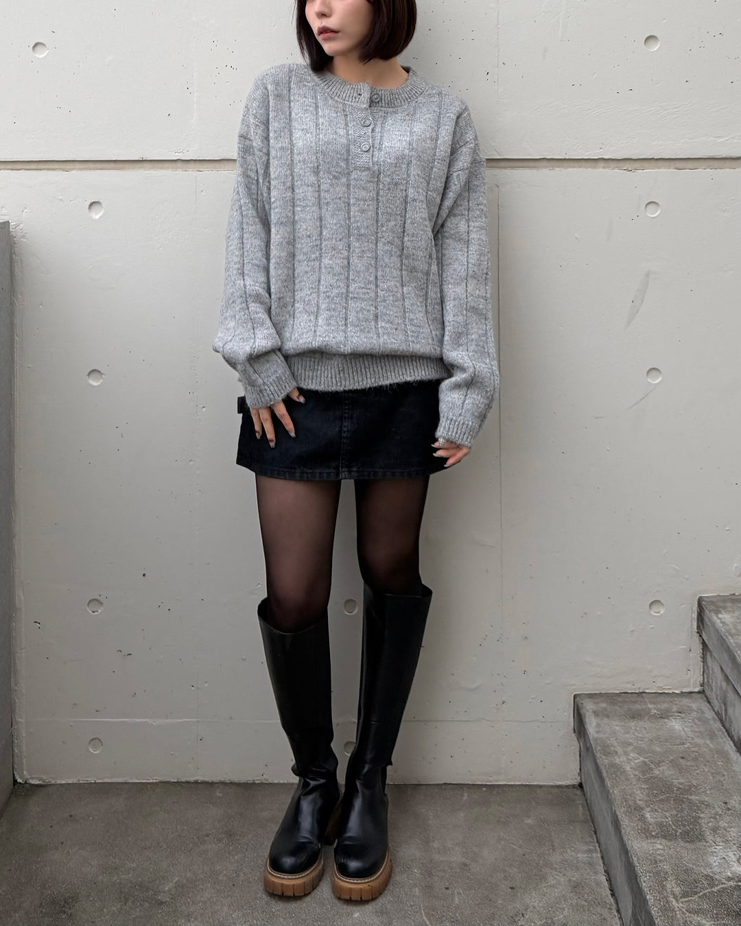 【即納】ミックスカラーショートボタンニット TO5046