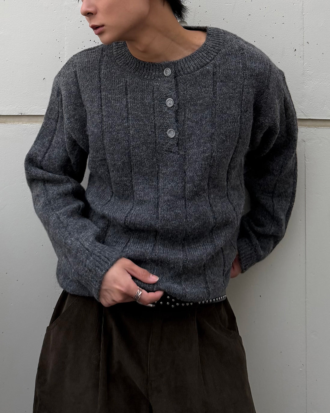 【即納】ミックスカラーショートボタンニット TO5046