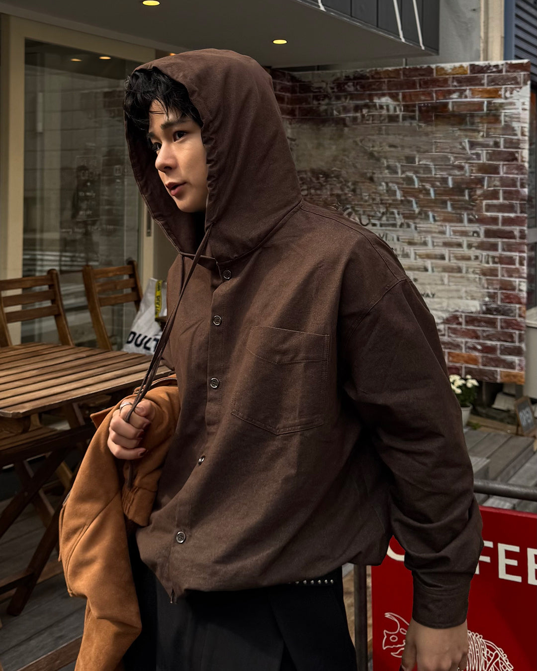 【即納】Wコードフードシャツ TO5049