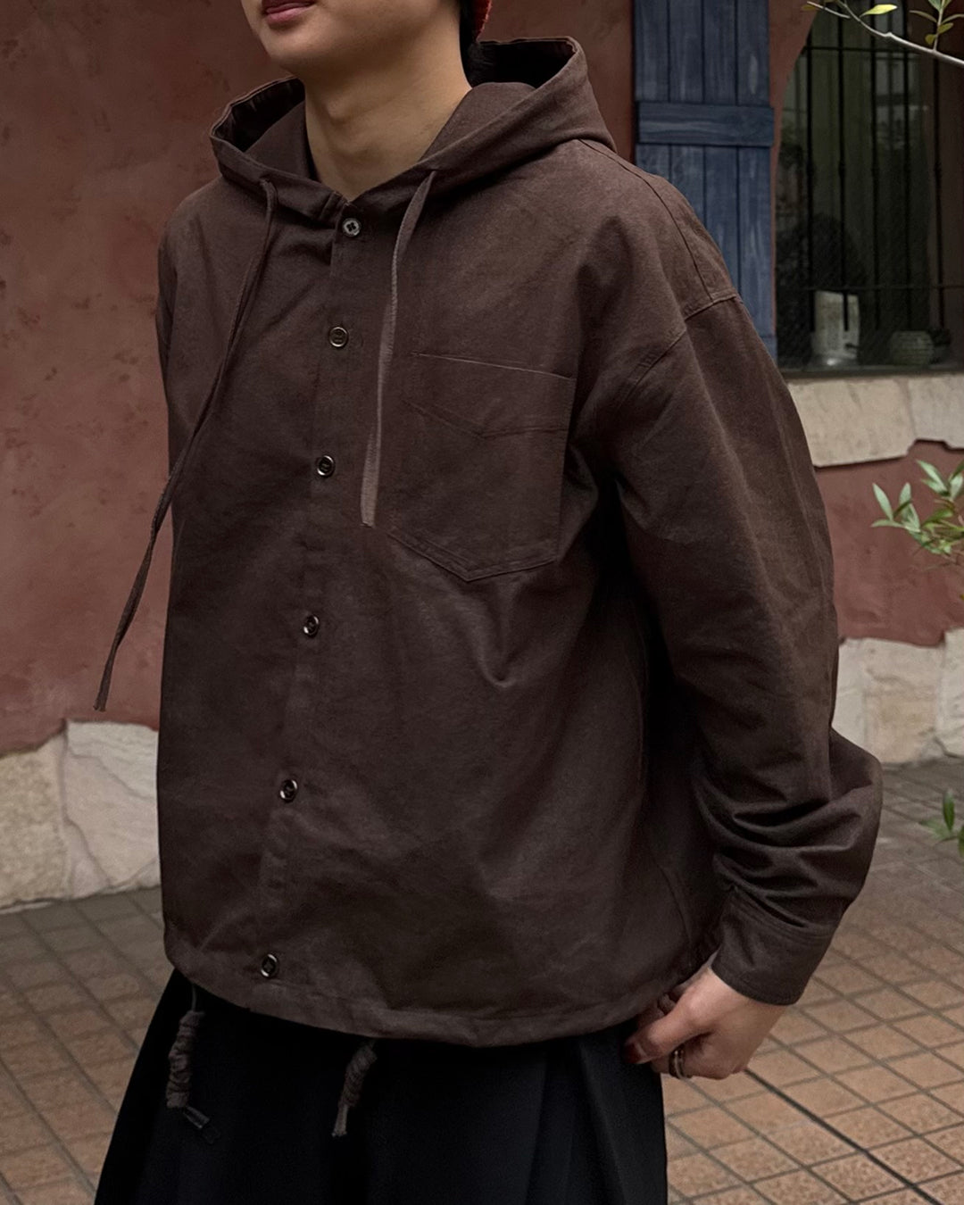 【即納】Wコードフードシャツ TO5049