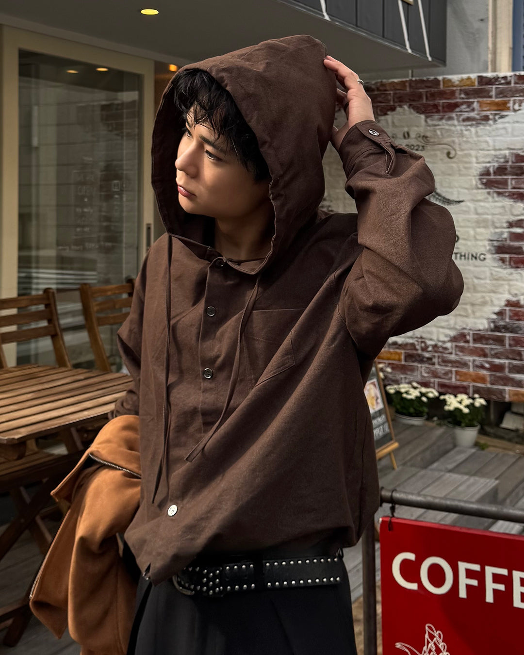 【即納】Wコードフードシャツ TO5049