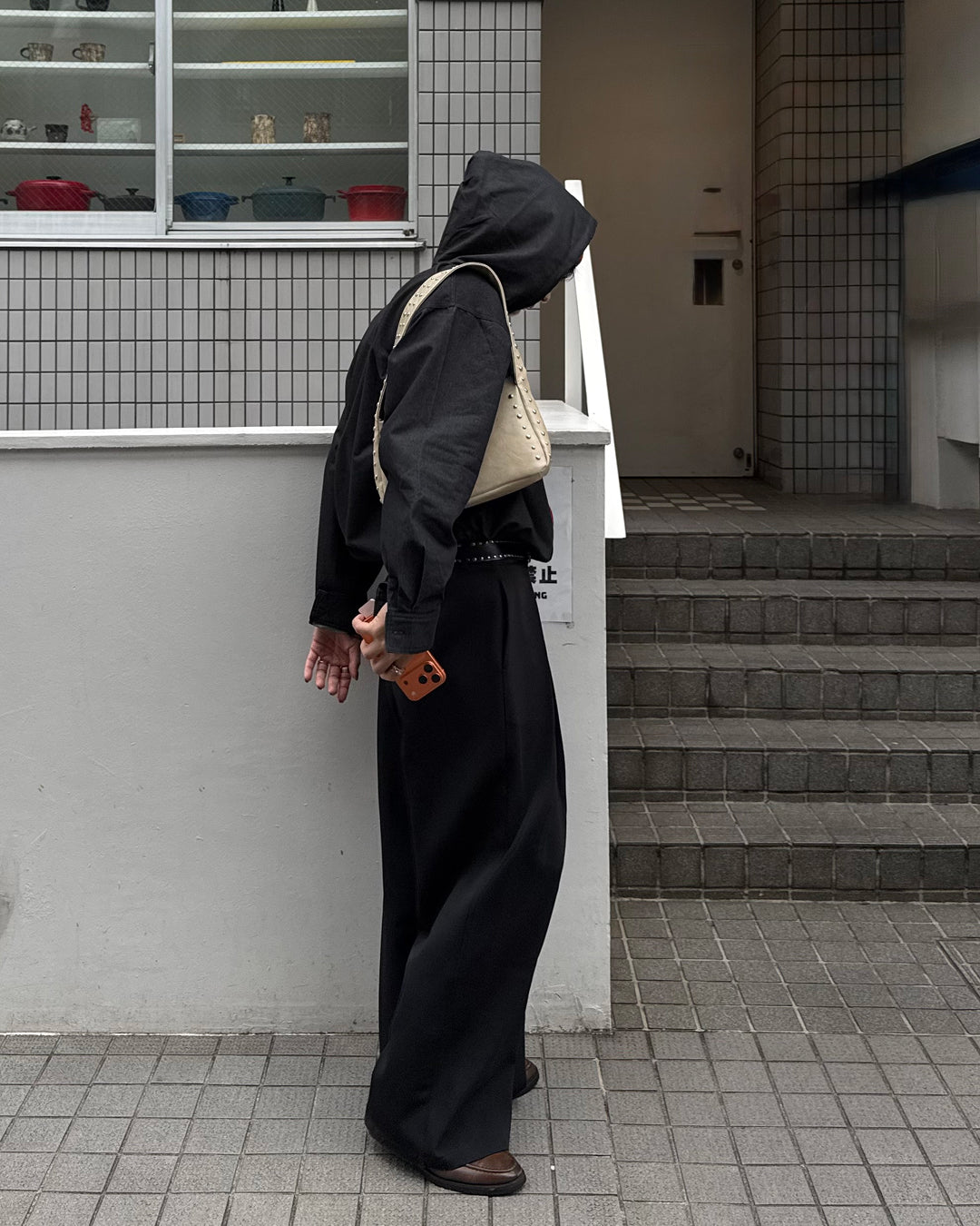 【即納】Wコードフードシャツ TO5049