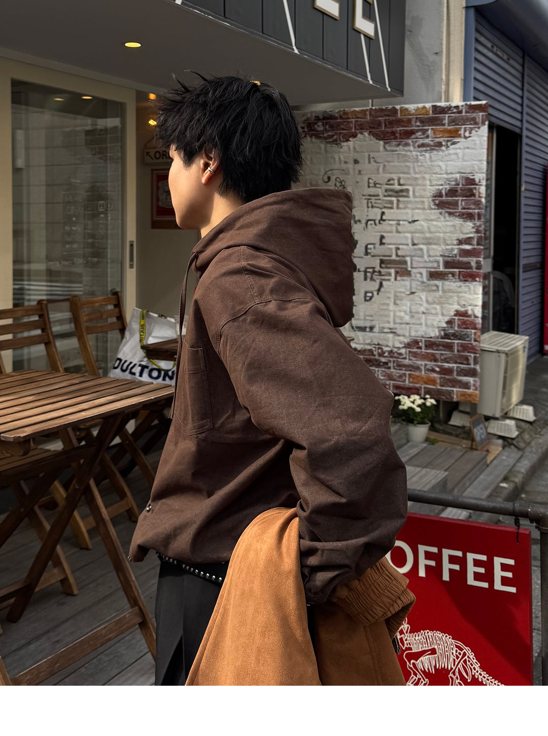 【即納】Wコードフードシャツ TO5049