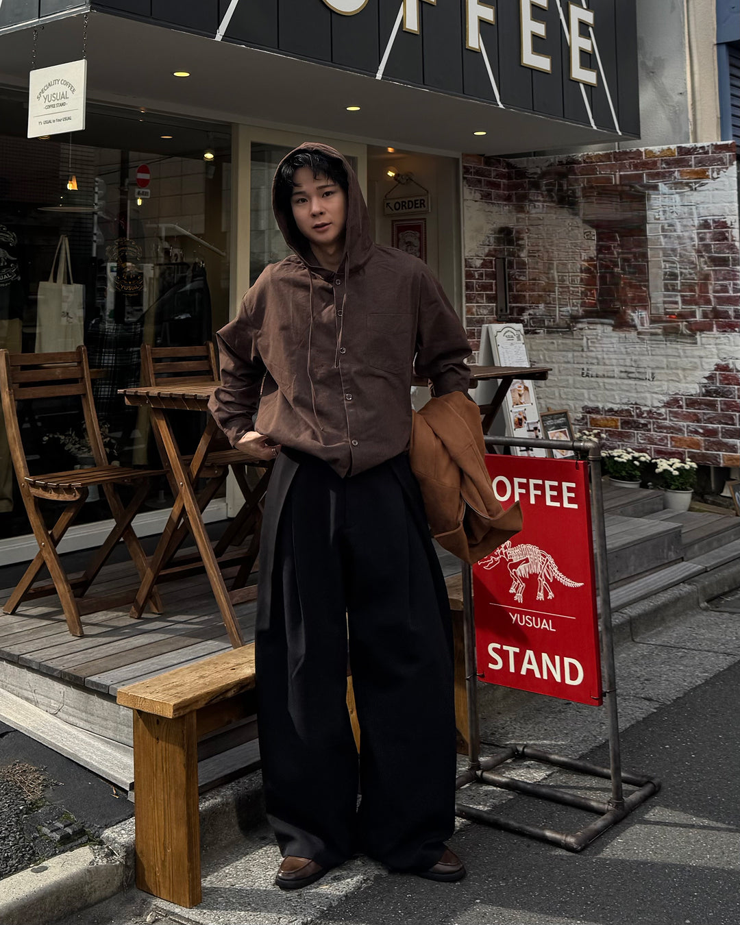 【即納】Wコードフードシャツ TO5049