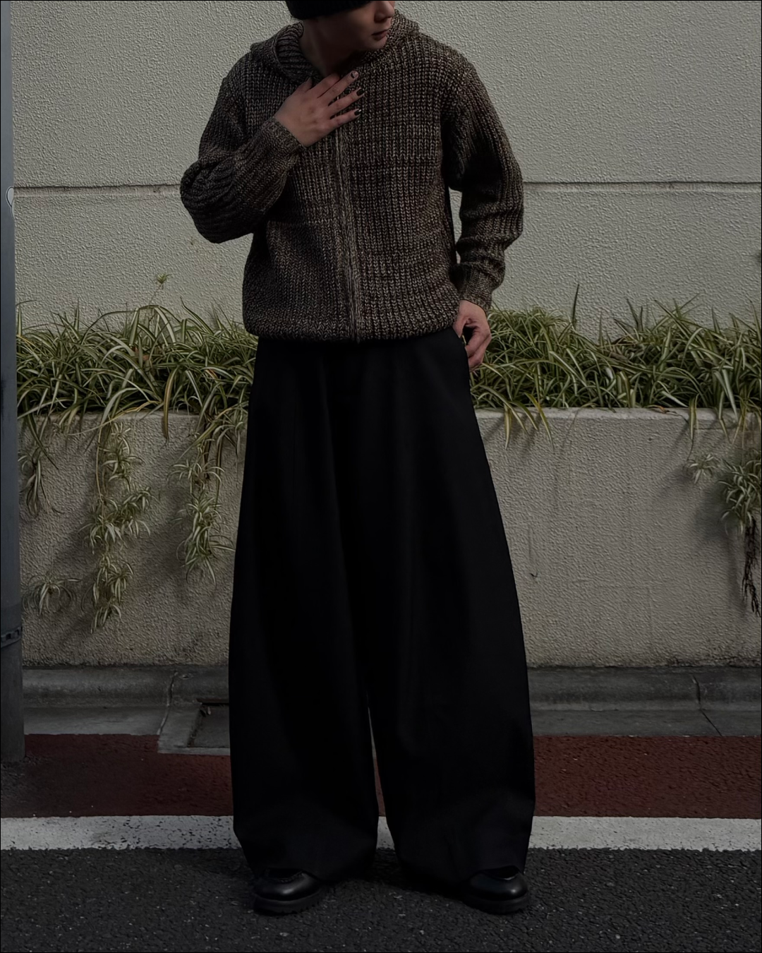 【即納】ミックスカラーダブルジップニットパーカー TO5053