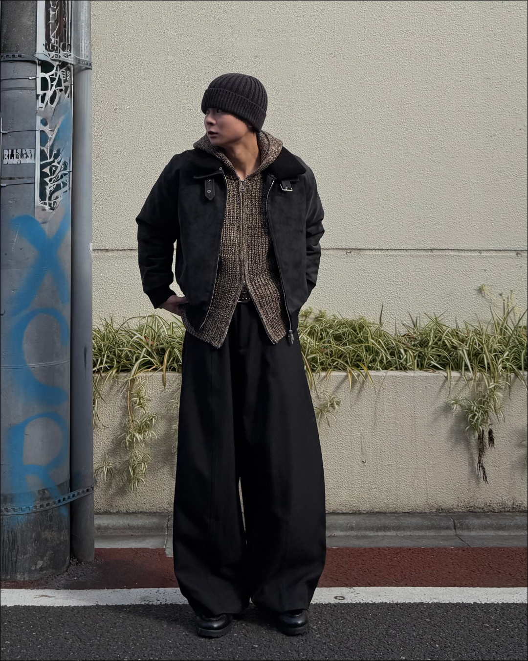 【即納】ミックスカラーダブルジップニットパーカー TO5053