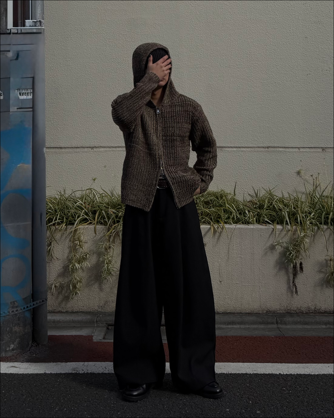 【即納】ミックスカラーダブルジップニットパーカー TO5053