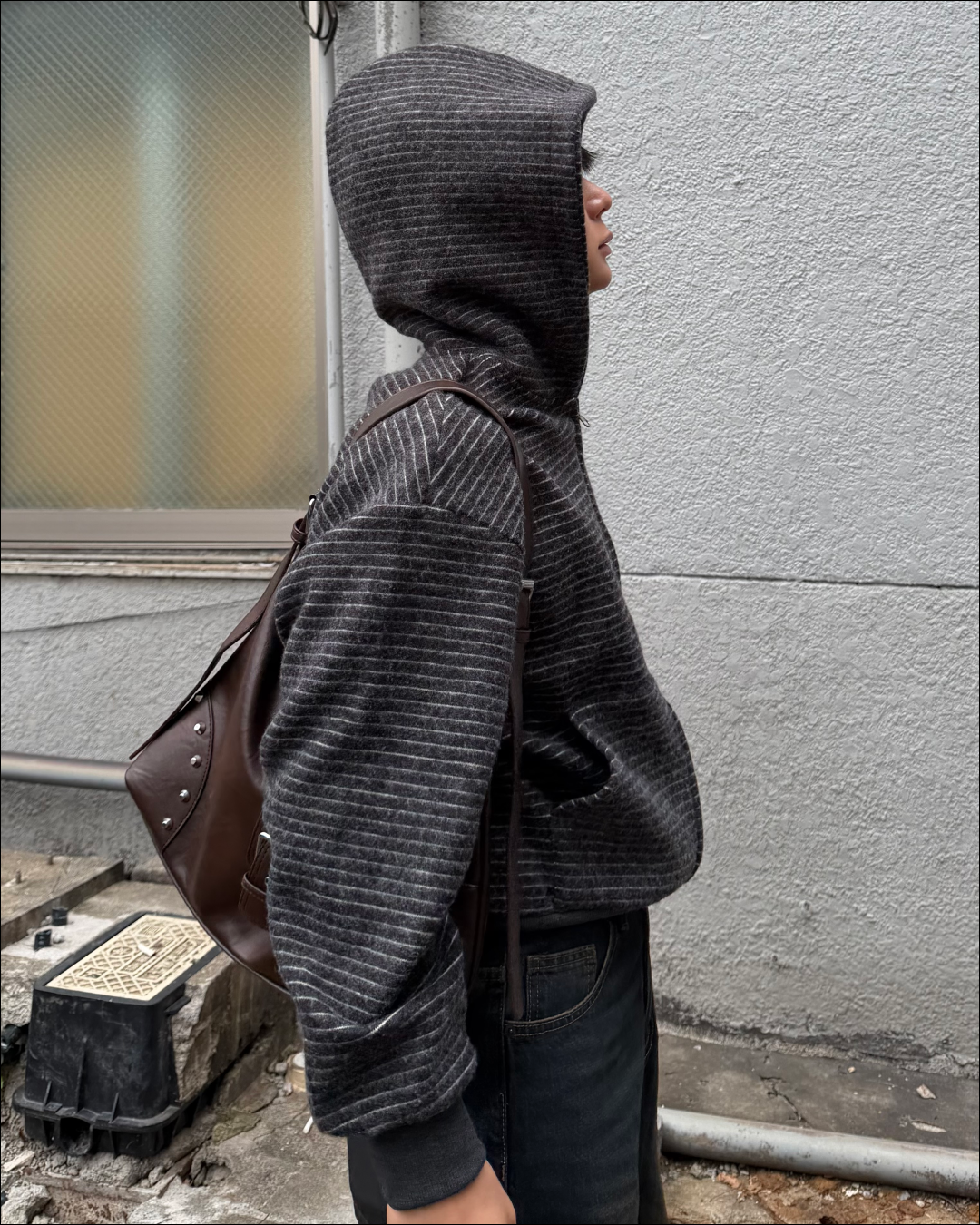 【即納】シャギーボーダーショートジップフーディー TO5058