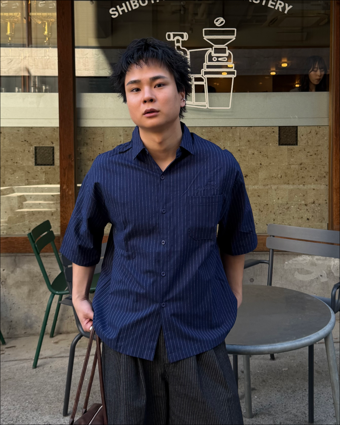 【即納】エンブロイダリーストライプショートシャツ TO5071