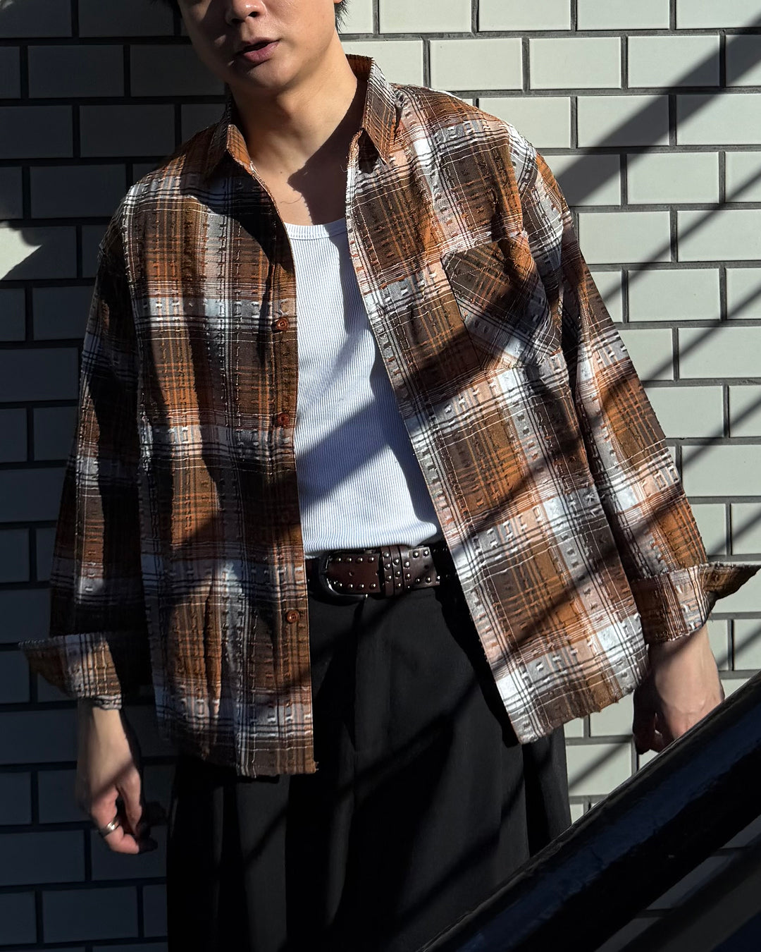【即納】パンチングチェックシャツ TO5084
