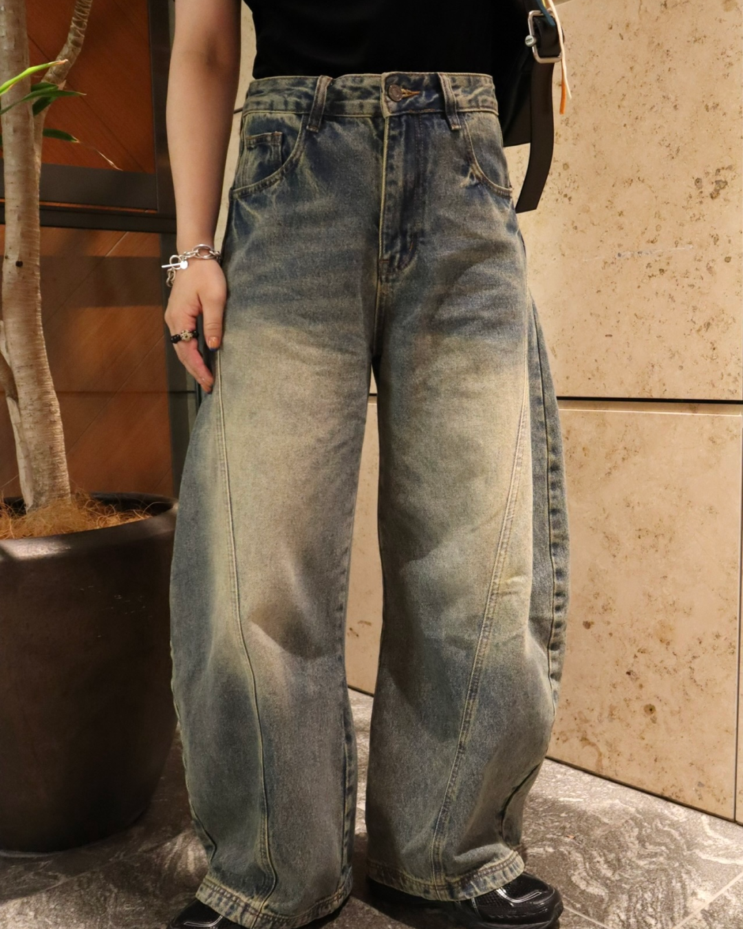 ヴィンテージウォッシュバルーンデニムパンツ UK0009