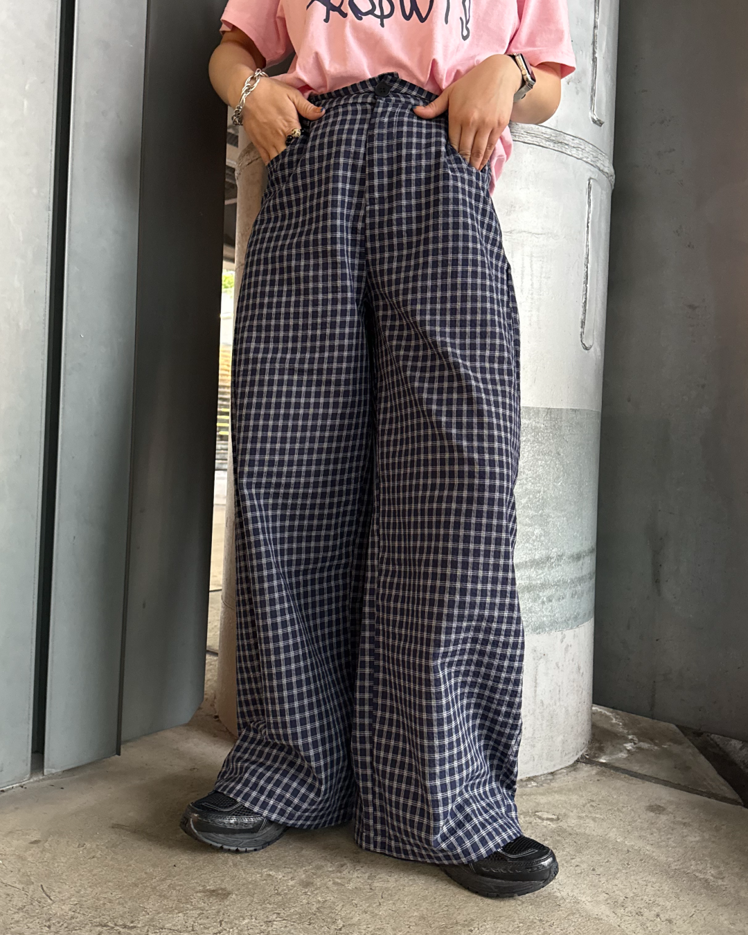 チェックワイドパンツ UK0013
