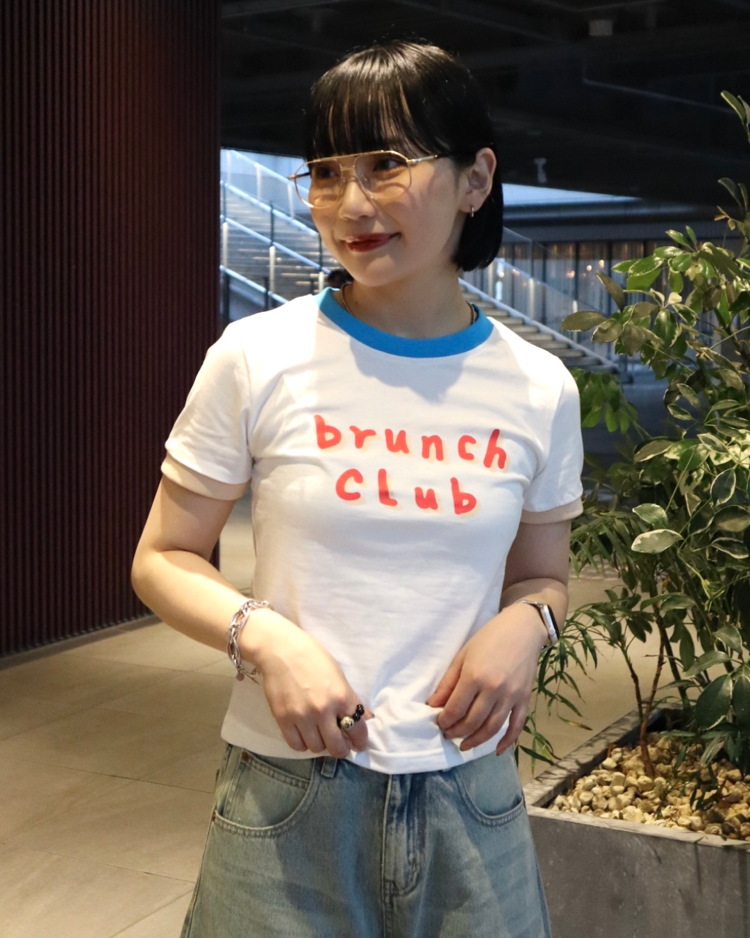 ネックカラーレタリングTシャツ UK0015