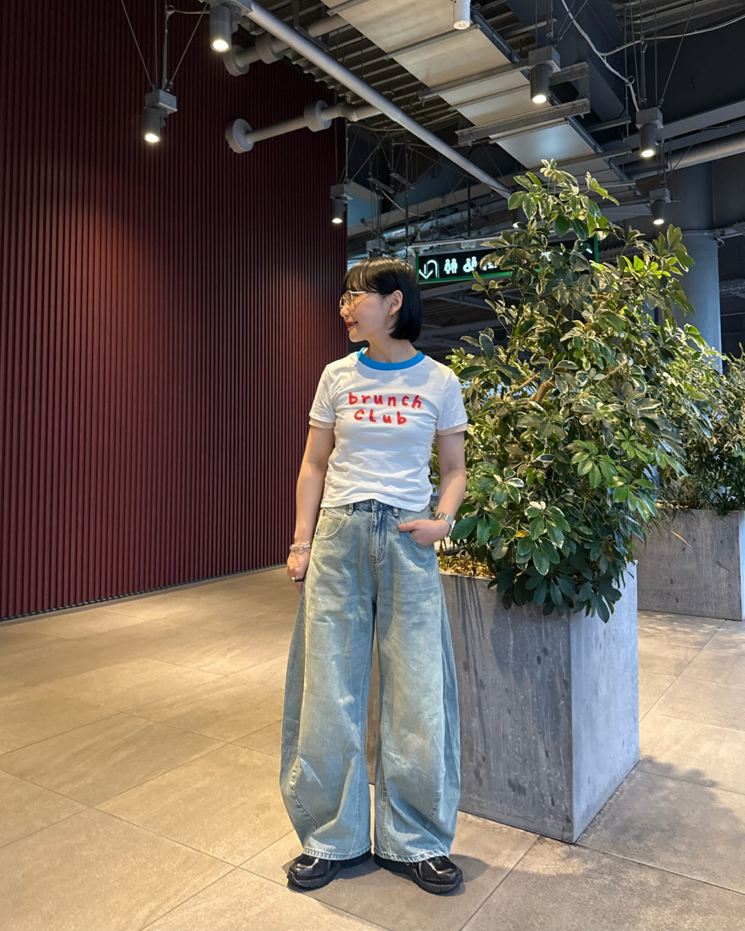 ネックカラーレタリングTシャツ UK0015