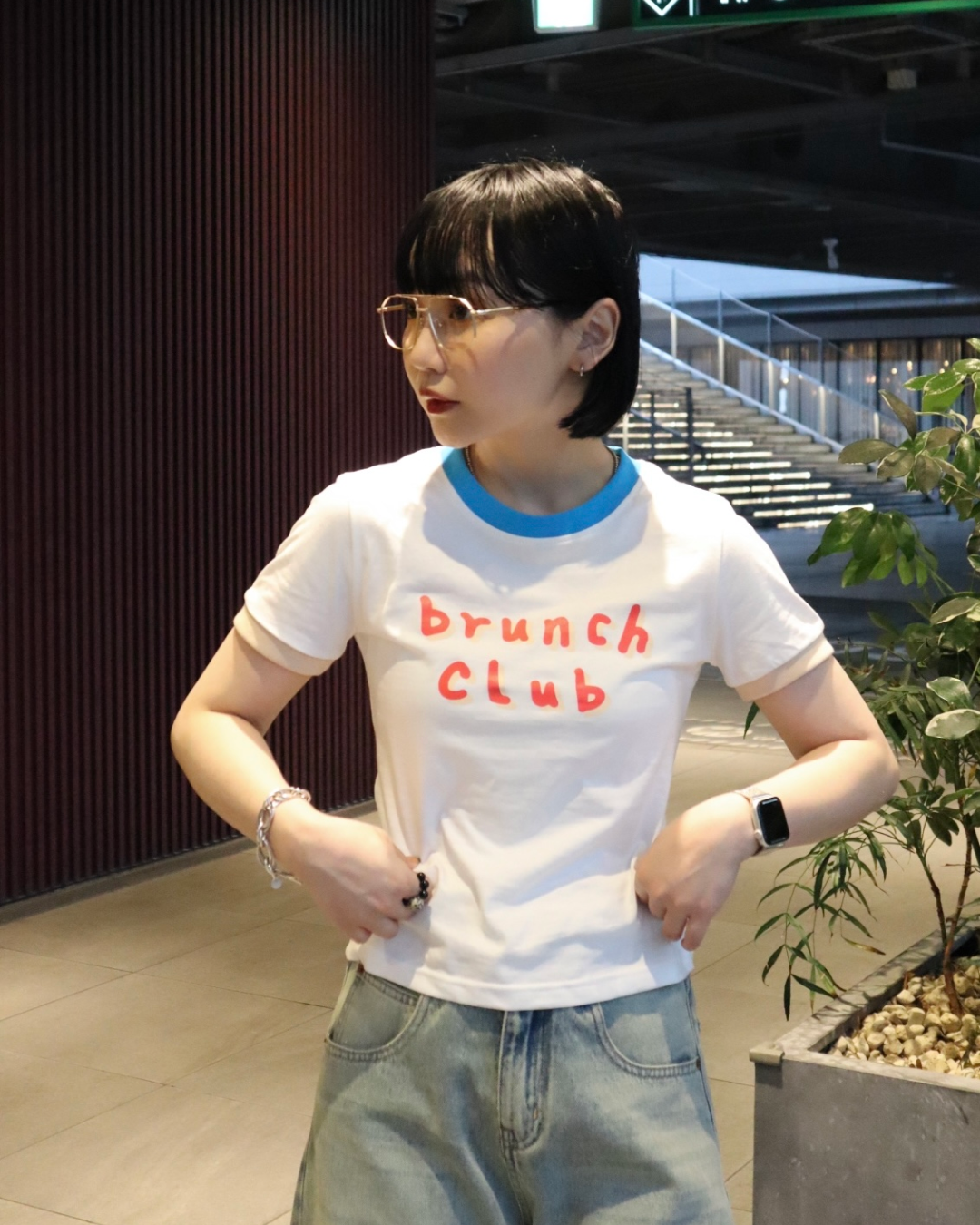 ネックカラーレタリングTシャツ UK0015