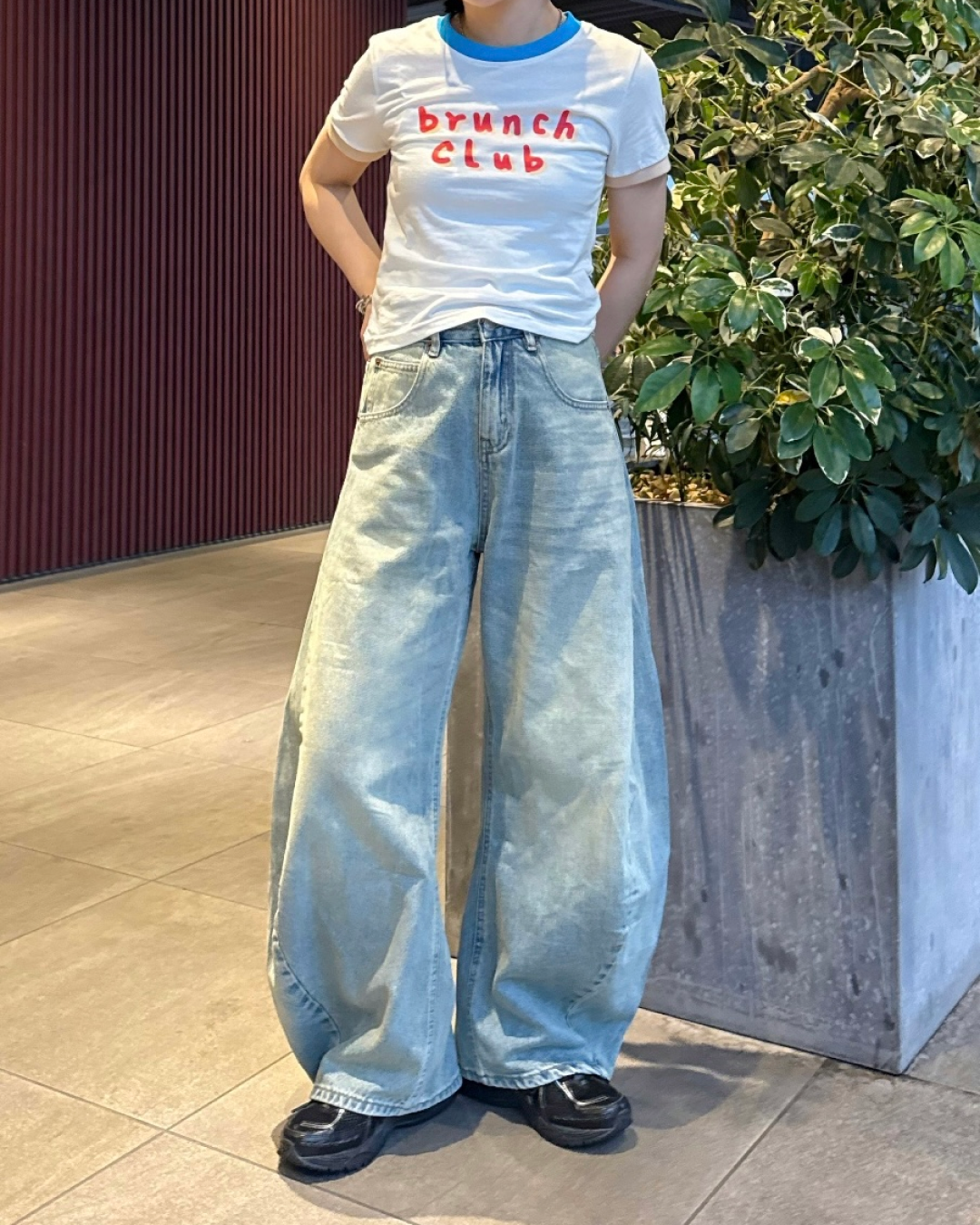 ネックカラーレタリングTシャツ UK0015