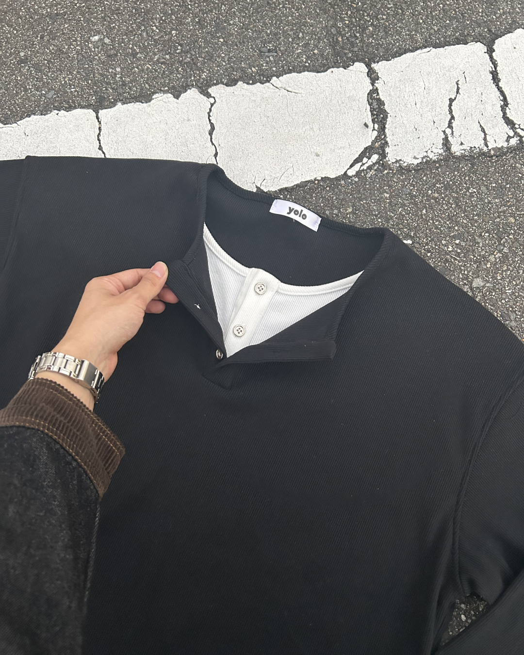 【即納】フェイク2ピースロングTシャツ WG0004