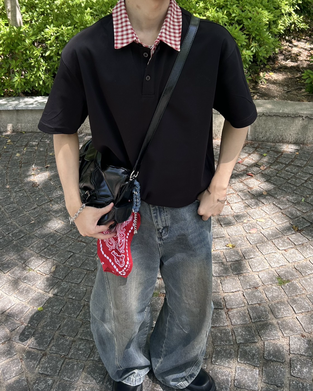 切り替えチェックカラーポロ WG0033